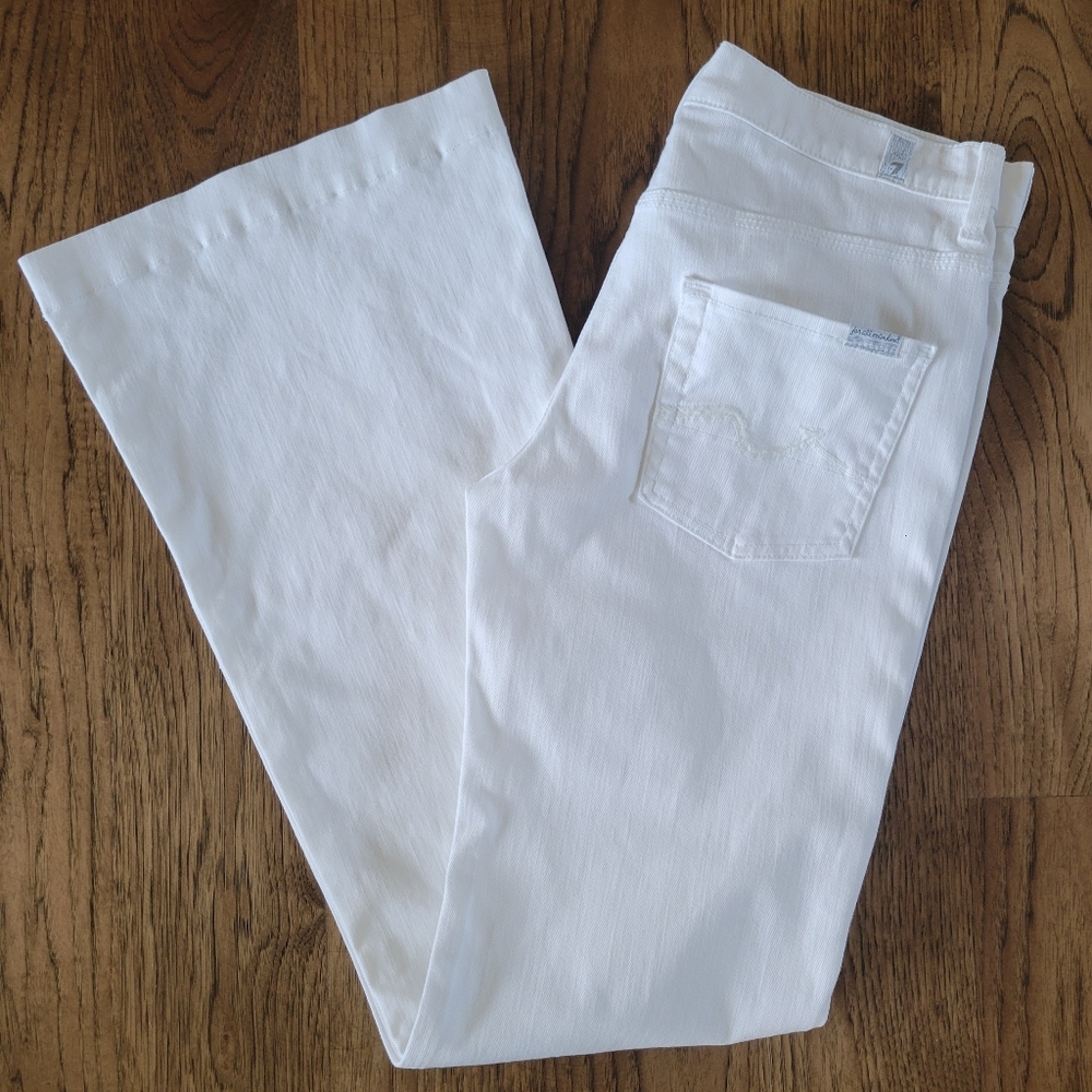 7 For All Mankind Women's Ginger White Flare Jeans